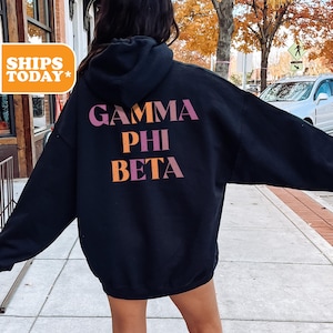 Gamma Phi Beta Bold Stacked Sorority Sweatshirt | Gamma Phi Sorority Hoodie | Big Little Reveal | Sorority Merch | Oversized Hoodie