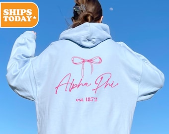 Alpha Phi Sorority Sweatshirt | APHI Sorority Gifts | Preppy Hoodie | Sorority Letters | Pink Hoodie | Sorority | _ Graceful Letters _