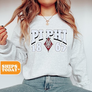 Pi Beta Phi Crest Radiance Sorority Sweatshirt | Pi Phi Crewneck Sweatshirt | Sorority Letters | Greek Gifts | Aesthetic Hoodie