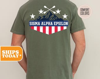 Sigma Alpha Epsilon Mountain Peak Comfort Colors Fraternity T-shirt | SAE Greek Letters | Fraternity Gifts | Fraternity Apparel