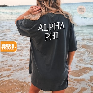 Alpha Phi Curved Letters Comfort Colors Sorority T-shirt | APHI Greek Apparel | Sorority Gifts | Trendy Shirt | Big Little Reveal