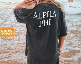 Alpha Phi Comfort Colors Sorority T-shirt | APHI Greek Apparel | Sorority Gifts | Trendy Shirt | Big Little Reveal - Curved Letters -