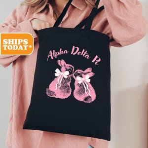 Alpha Delta Pi Bunny Love Sorority Tote Bag | ADPI Bid Day Gift | Canvas Tote Bag | Big Little Basket | Beach Bag | Laptop Bag
