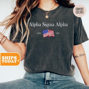 Alpha Sigma Alpha Comfort Colors Sorority T-shirt | Alpha Sig Greek Letters | Sorority Gifts | Big Little Shirts | - Patriotic Hearts -