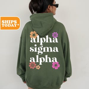 Alpha Sigma Alpha Blossoms Sorority Sweatshirt | Alpha Sig Preppy Hoodie | Greek Letters | Pink Hoodie | Sorority Apparel