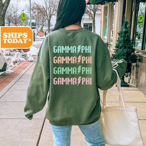 Gamma Phi Beta Sorority Sweatshirt | Gamma Phi Sorority Merch | Greek Gifts | GPHI Sorority Letters | Oversized Hoodie | _ Colorful Flash _