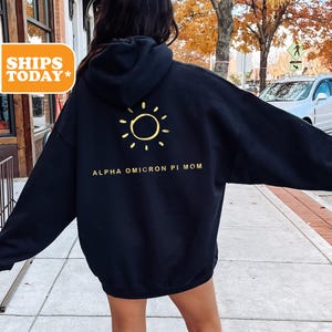 Alpha Omicron Pi Sunny Mom Sorority Sweatshirt | Alpha O Crewneck Sweatshirt | Sorority Letters | Greek Gifts | Aesthetic Hoodie