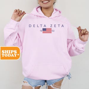 Delta Zeta Sorority Sweatshirt | Dee Zee Sorority Letters | DZ Crewneck Sweatshirt | Preppy Hoodie | Sorority Apparel |  _ Patriot _