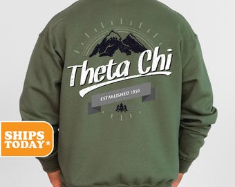 Theta Chi Mountain Retreat Fraternity Sweatshirt | Theta Chi Fraternity Hoodie | Crewneck Sweatshirt | Fraternity Gifts | Greek Apparel