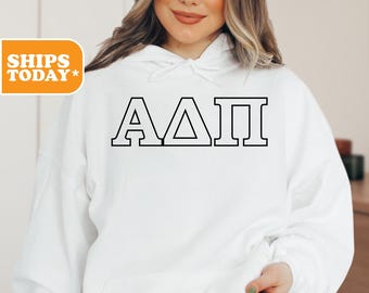 Alpha Delta Pi Sorority Sweatshirt | ADPI Greek Letters | Sorority Gifts | Crewneck Sweatshirt | Aesthetic Hoodie | _ Black Outline _