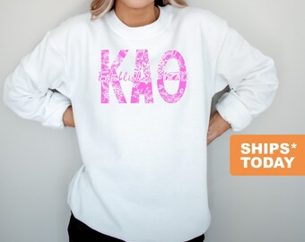 Kappa Alpha Theta (Theta) Pink Floral Sorority Crewneck Sweatshirt