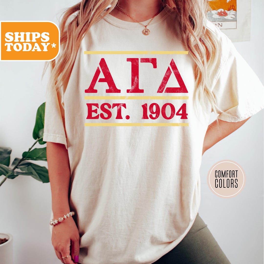 Alpha Gamma Delta Luminous Letters Comfort Colors Sorority T-shirt ...
