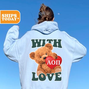 Alpha Omicron Pi With Love Sorority Sweatshirt | Alpha O Crewneck Sweatshirt | Sorority Letters | Greek Gifts | Aesthetic Hoodie