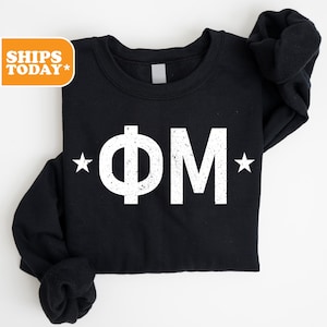 Phi Mu Stars and Letters Sorority Sweatshirt | Phi Mu Sorority Hoodie | Sorority Apparel | Big Little Basket | Crewneck Sweatshirt | 43114g