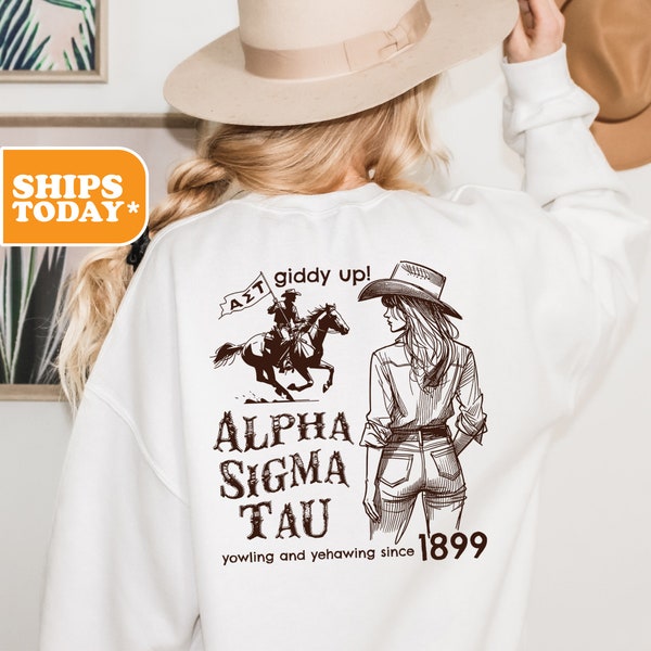 Alpha Sigma Tau Sorority Sweatshirt | Alpha Tau Western Crewneck | Greek Letters | Sorority Hoodie | Sorority Merch | _Countryside Cowgirl_