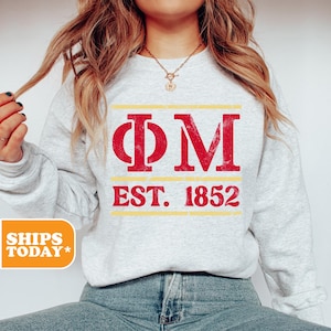 Phi Mu Luminous Letters Sorority Sweatshirt | Phi Mu Sorority Hoodie | Sorority Apparel | Big Little Basket | Crewneck Sweatshirt | 43010g