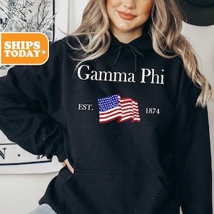 Gamma Phi Beta Sorority Sweatshirt | Gamma Phi Sorority Letters | Greek Gifts | Sorority Hoodie | Aesthetic Hoodie | _ Patriotic Hearts _
