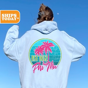 Phi Mu Palm Vibes Sorority Sweatshirt | Phi Mu Sorority Hoodie | Greek Letters | Crewneck Sweatshirt | Big Little Reveal