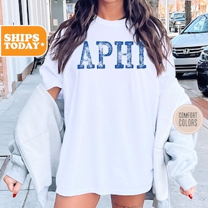 Alpha Phi Comfort Colors Sorority T-shirt | APHI Greek Gifts | Big Little Shirts | Sorority Merch | Custom Sorority | Sorority | - Faded -