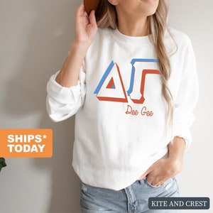 Delta Gamma Sweatshirt - Dee Gee (DG) American Colored Crewneck Sweatshirt- Sorority Big Little Gift Idea