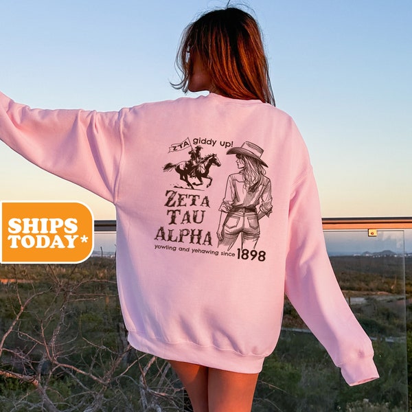 Zeta Tau Alpha Sorority Sweatshirt | ZETA Country Sweatshirt | Big Little Reveal | Sorority Gifts | Pink Hoodie | _Countryside Cowgirl_