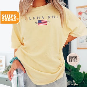 Alpha Phi Comfort Colors Sorority T-shirt | APHI Greek Gifts | Sorority Merch | Big Little Gift | Rush Shirt | Sorority | - Patriot -