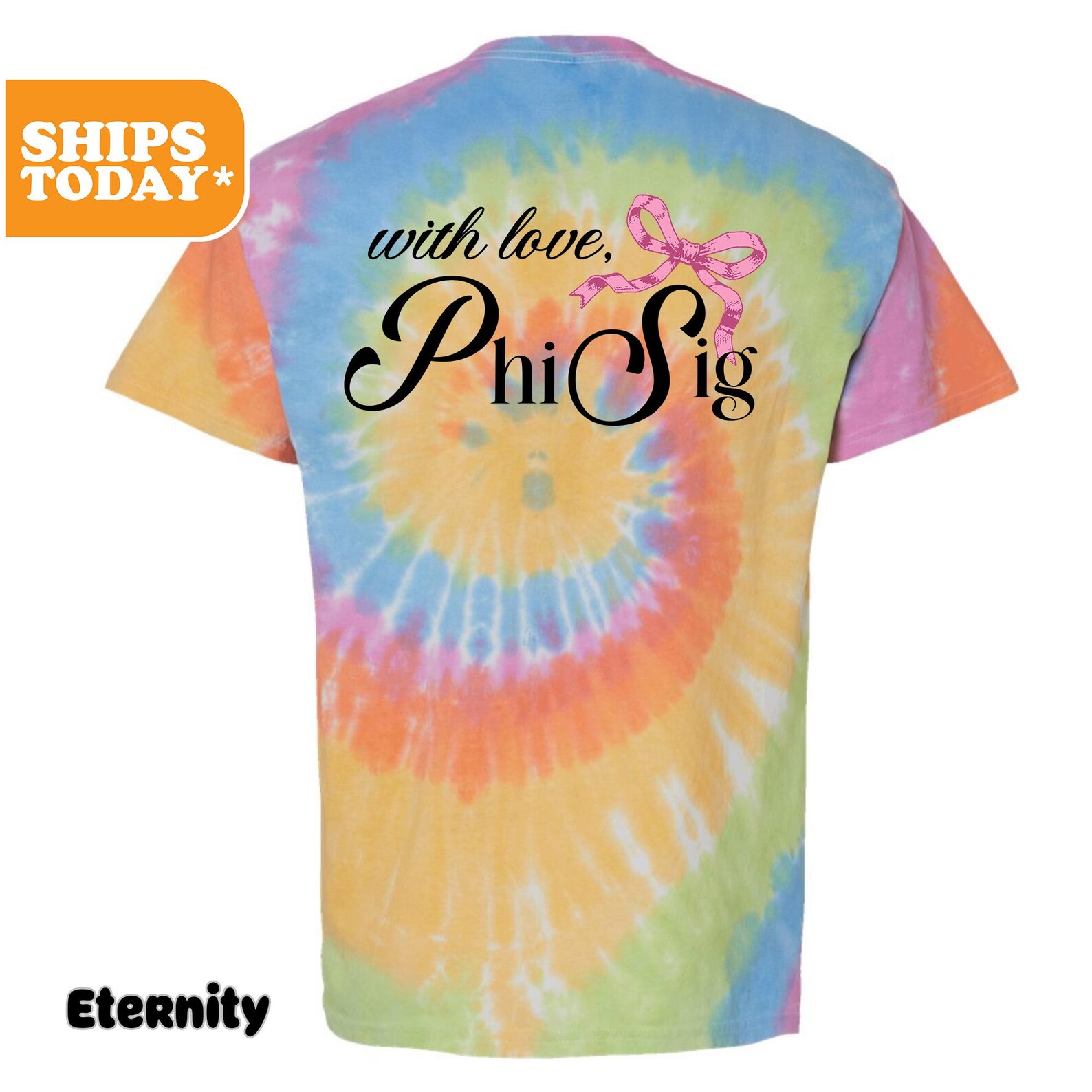 Phi Sigma Sigma Cursive Ties Tie Dye Sorority T-shirt - Phi Sig Greek ...