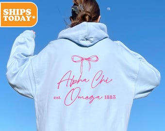 Alpha Chi Omega Sorority Sweatshirt | ACHIO Greek Letters | Sorority Merch | Big Little Reveal | AXO Pink Hoodie | _ Graceful Letters _