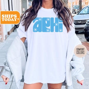 Alpha Phi Comfort Colors Sorority T-shirt | APHI Trendy Shirt | Sorority Merch | Big Little Gift | Vintage Tees | -  One Color Flower -