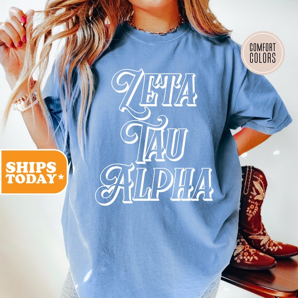 Zeta Tau Alpha Comfort Colors Sorority T-shirt | ZETA Greek Letters | Sorority Gifts | Big Little Shirts | Rush Shirt | - Simply Bold -
