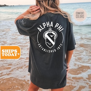 Alpha Phi Loyalty Seal Comfort Colors Sorority T-shirt | APHI Sorority Gifts | Greek Letters | Trendy Shirt | Custom Sorority