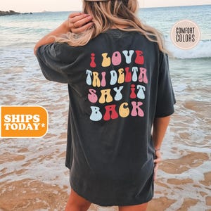 Delta Delta Delta Colorful Letters Sorority T-shirt | Tri Delta Sorority Letters | Trendy Shirt | Greek Gifts | Sorority