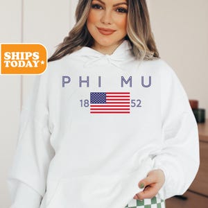 Phi Mu Sorority Sweatshirt | Phi Mu Aesthetic Hoodie | Crewneck Sweatshirt | Greek Apparel | Big Little Basket | Patriot