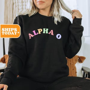 Alpha Omicron Pi Colorful Arch Sorority Sweatshirt | Alpha O Crewneck Sweatshirt | Sorority Letters | Greek Gifts | Aesthetic Hoodie