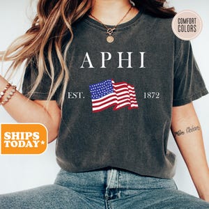 Alpha Phi Comfort Colors Sorority T-shirt | APHI Sorority Merch | Big Little Reveal | Vintage Tees | Sorority | - Patriotic Hearts -