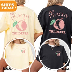 Delta Delta Delta Peachy Comfort Colors Sorority T-shirt | Tri Delt Sorority Letters | Greek Gifts | Big Little Shirts | Custom Shirts