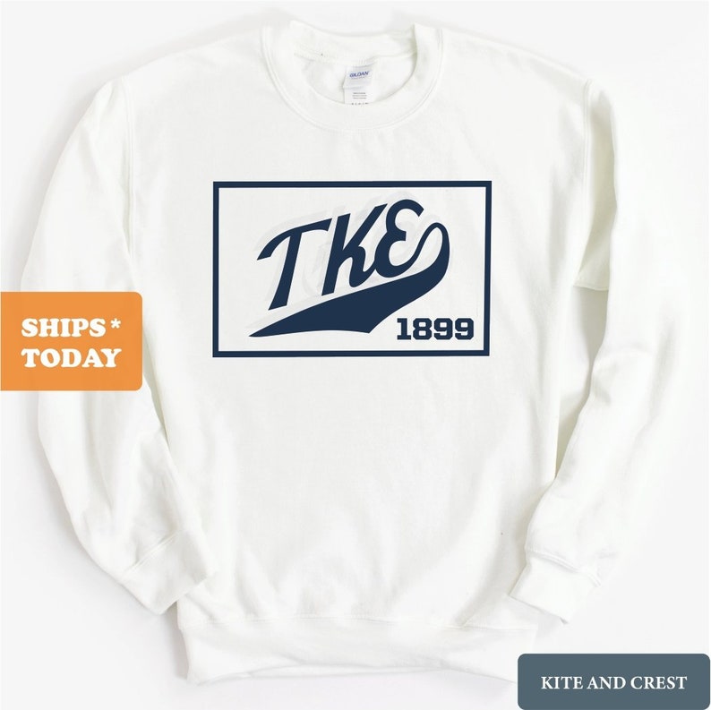 Tau Kappa Epsilon Sweatshirt TKE Baseball Boxed Crewneck Sweatshirt