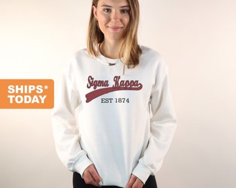 Sigma Kappa Sweatshirt | Sigma Kappa Baseball Crewneck Sweatshirt | Sigma Kappa Sorority Gift Idea