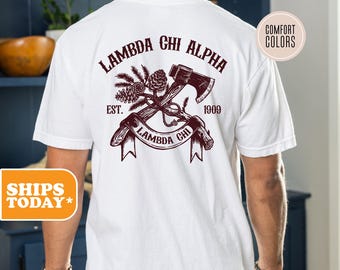 Lambda Chi Alpha Axe and Honor Comfort Colors Fraternity T-shirt | Lambda Chi Greek Letters | Fraternity Gifts | Fraternity Apparel