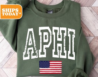 Alpha Phi USA Pride Sorority Sweatshirt | APHI Sorority Letters | Aesthetic Hoodie | Sorority Merch | Big Little Gift