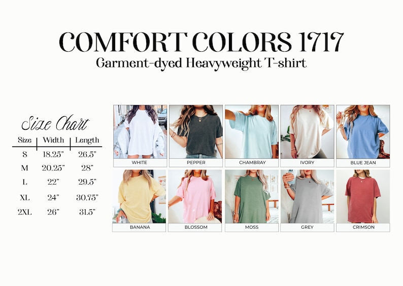 a women's t - shirt with different colors and sizes