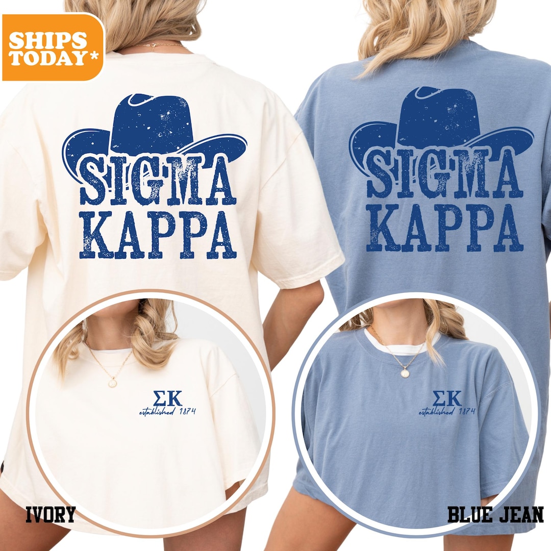Sigma Kappa Blue Hat Comfort Colors Sorority T-shirt | Sig Kap