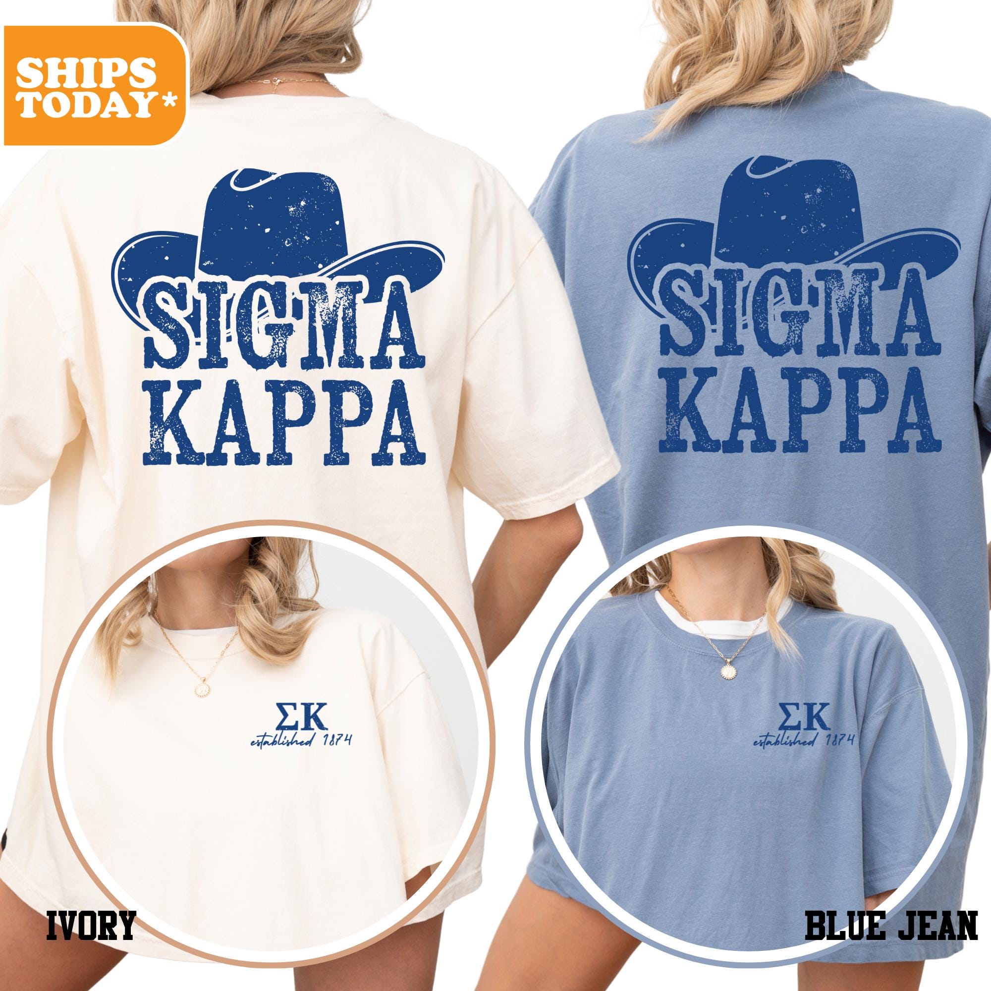 Sigma Kappa Blue Hat Comfort Colors Sorority T-shirt | Sig Kap