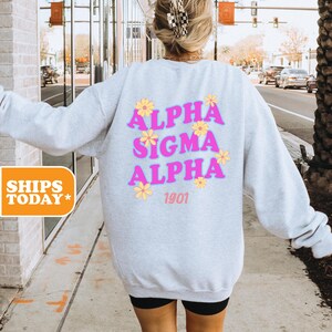 Alpha Sigma Alpha Spring Pop Sorority Sweatshirt | Alpha Sig Preppy Hoodie | Greek Letters | Pink Hoodie | Sorority Apparel