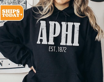 Alpha Phi Sorority Sweatshirt | APHI Sorority Hoodie | Crewneck Sweatshirt | Sorority Gifts | Pink Hoodie | Sorority | _ Rustic Greek _