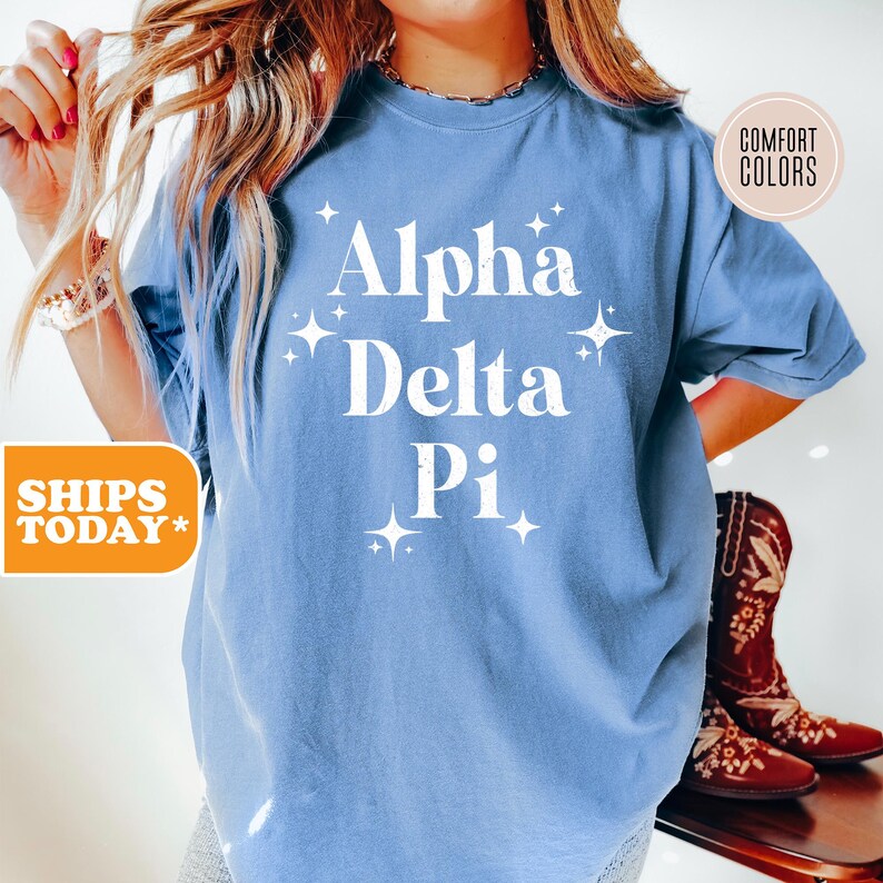 Alpha Delta Pi Sparkle Squad Comfort Colors Sorority T-shirt | ADPI ...