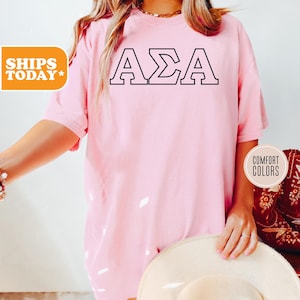 Alpha Sigma Alpha Comfort Colors Sorority T-shirt | Alpha Sig Greek Letters | Sorority Gifts | Big Little Shirts | -Black Outline-