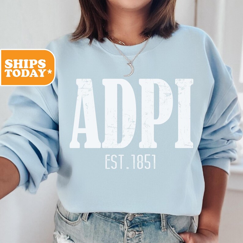 Adpi Gold Letters Alpha Delta Pi Sorority Sweatshirt | ADPI Sorority Letters | Greek ...