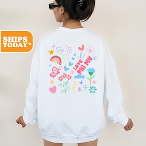 Phi Mu Springtime Scribbles Sorority Sweatshirt | Phi Mu Sorority Hoodie | Greek Letters | Crewneck Sweatshirt | Big Little Reveal