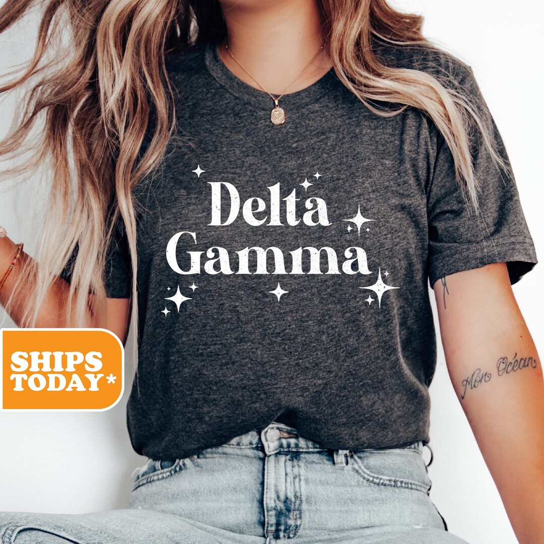 Delta Gamma Comfort Colors Tee - Official Sorority T-Shirt With Pink Ribbon Design